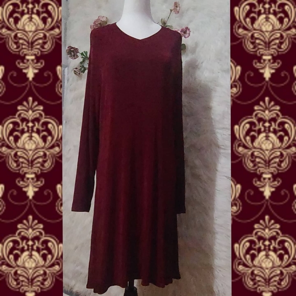 VINTAGE- 1990s Cotton ginny plus burgundy dress - Picture 7 of 7
